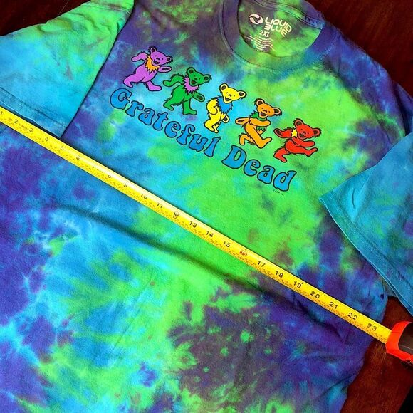 Grateful Dead Blue Green Tie Dye Dancing Bears Short Sleeve T-Shirt - Picture 5 of 9